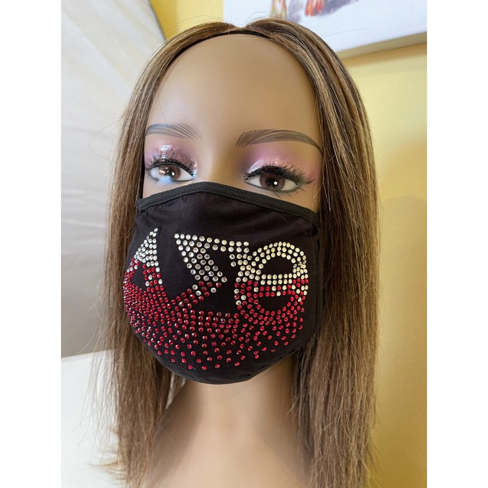 Delta Sigma Theta Red Roots Rhinestone Bling Face - Picture 4 of 11